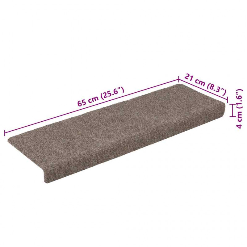 Maty na schody samoprzylepne 30 szt. 65x21x4 cm beżowe prostokątne krawędzie
