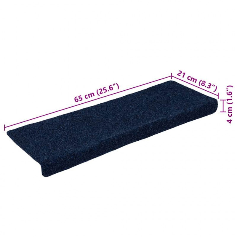 Maty na schody samoprzylepne 30 szt. 65x21x4 cm Granatowe prostokątne krawędzie