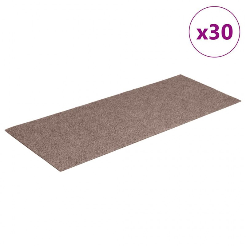 Maty na schody samoprzylepne 30 szt. 60x25 cm Jasnobrązowe prostokątne