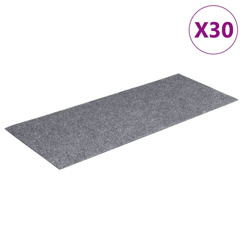 Maty na schody samoprzylepne 30 szt. 60x25 cm Jasnoszary prostokątny