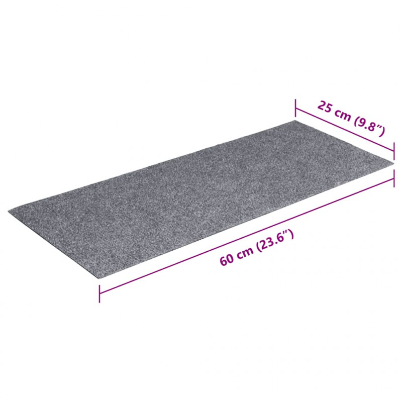 Maty na schody samoprzylepne 30 szt. 60x25 cm Jasnoszary prostokątny