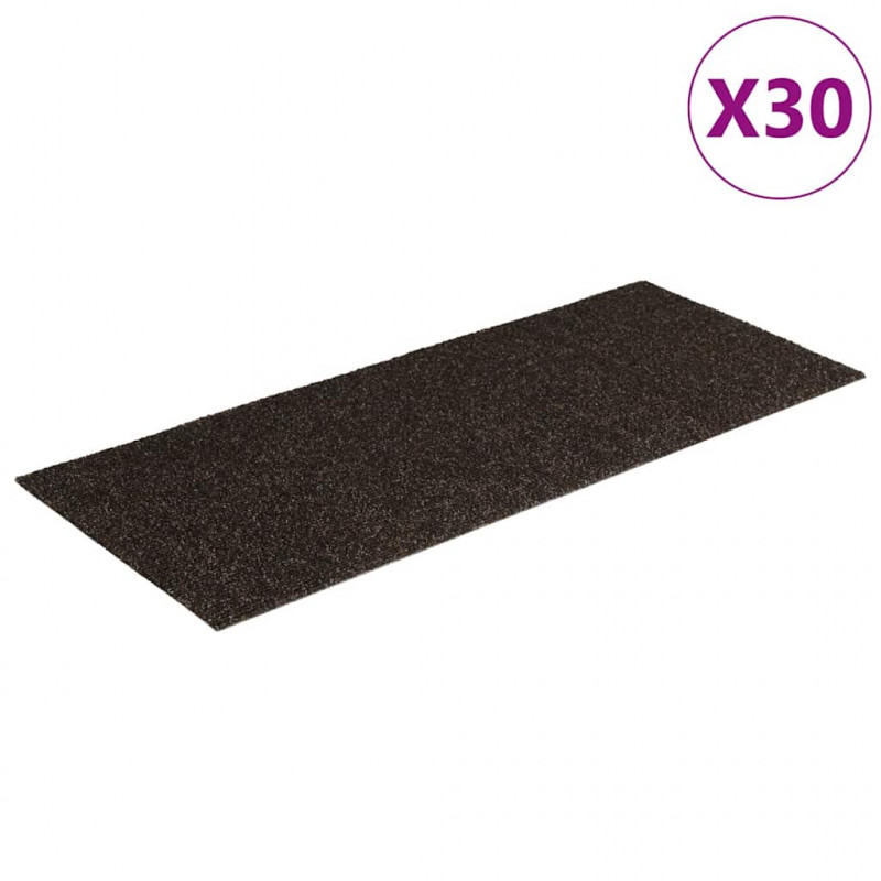 Maty na schody samoprzylepne 30 szt. 60x25 cm Ciemnobrązowe prostokątne