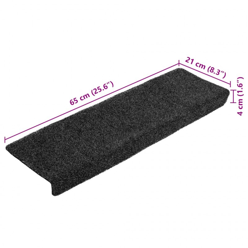 Maty na schody samoprzylepne 20 szt. 65x21x4 cm ciemnoszare, prostokątne krawędzie