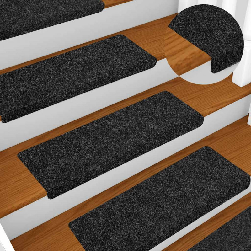 Maty na schody samoprzylepne 20 szt. 65x21x4 cm, czarne, prostokątne, z krawędzią