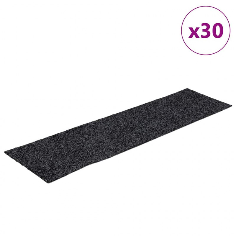 Maty na schody samoprzylepne 30 szt. 76x20 cm ciemnoszare prostokątne