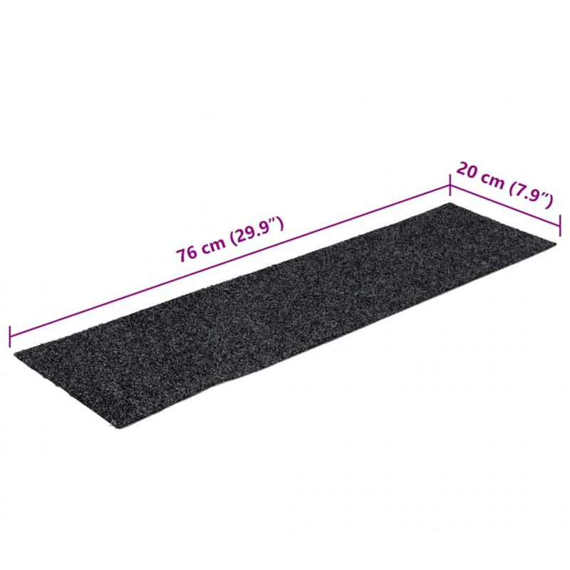 Maty na schody samoprzylepne 30 szt. 76x20 cm ciemnoszare prostokątne