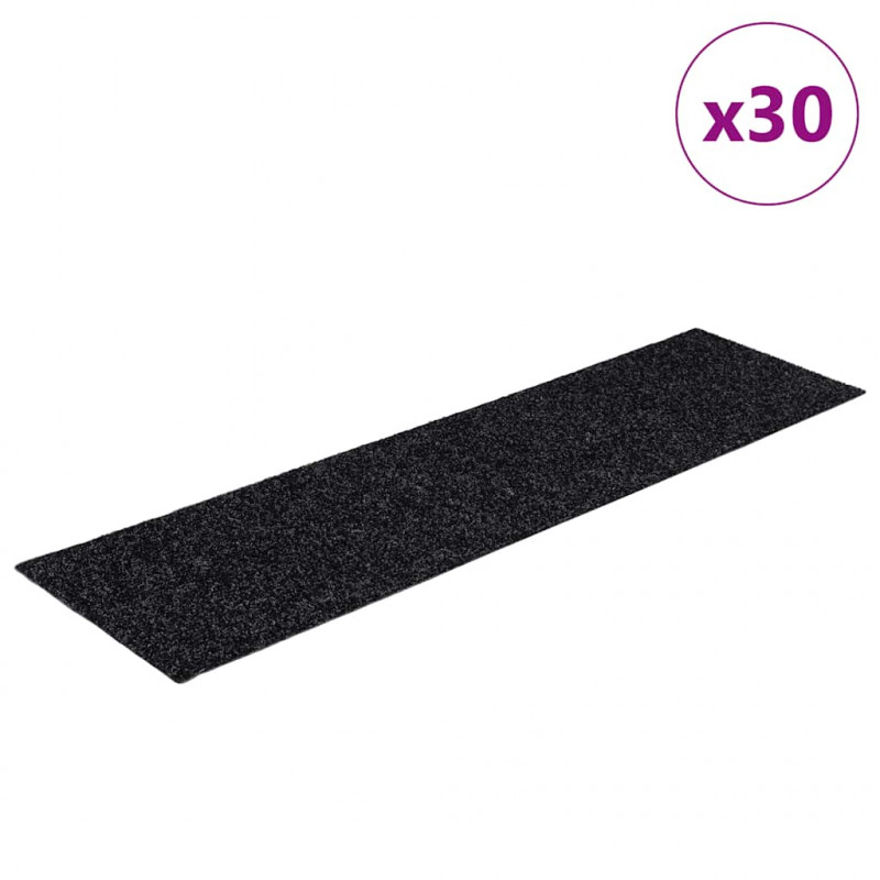 Maty na schody samoprzylepne 30 szt. 76x20 cm czarne prostokątne