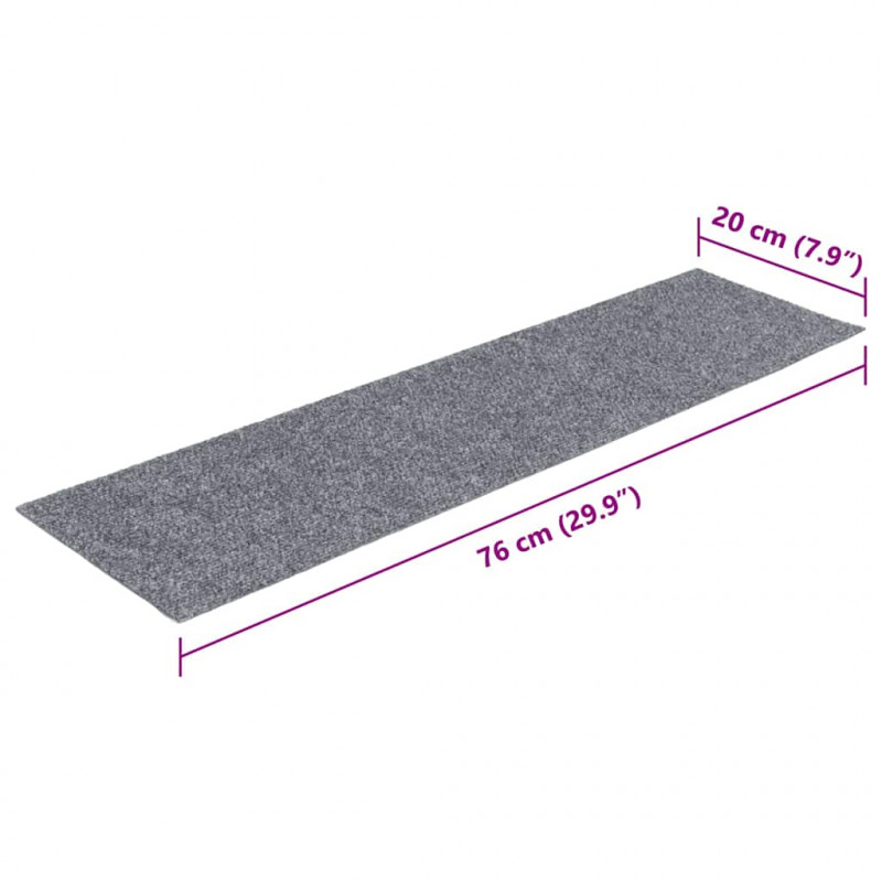 Maty na schody samoprzylepne 30 szt. 76x20 cm Jasnoszary prostokątny