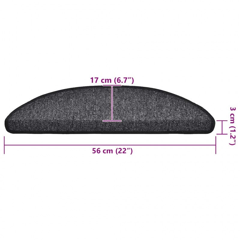 Maty na schody 30 szt. 56x17x3 cm Antracyt Półokrągłe