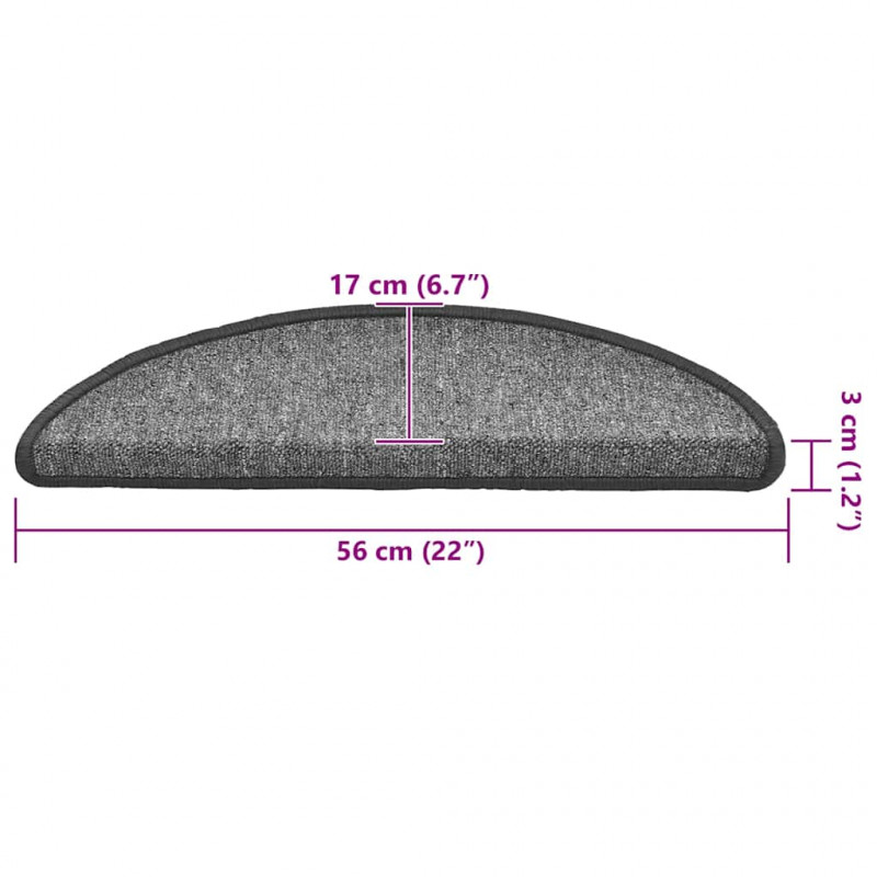Maty na schody 30 szt. 56x17x3 cm Ciemnoszary Półokrągły