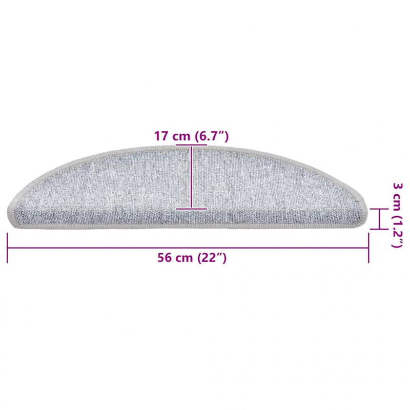 Maty na schody 30 szt. 56x17x3 cm Jasnoszare półokrągłe