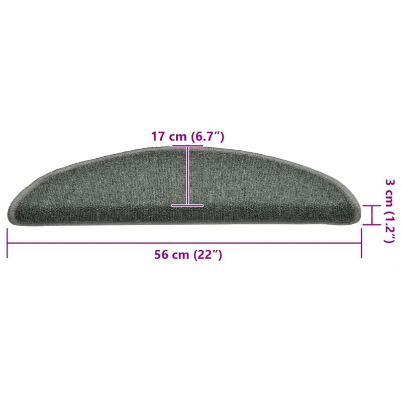Maty na schody 30 szt. 56x17x3 cm Ciemnozielone półokrągłe