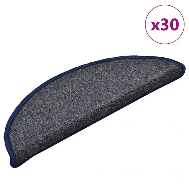 Maty na schody 30 szt. 56x17x3 cm Ciemnoszare i niebieskie półokrągłe