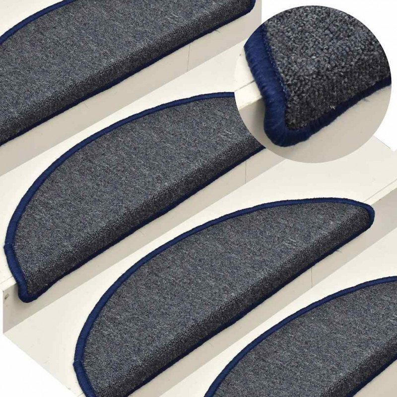 Maty na schody 30 szt. 56x17x3 cm Ciemnoszare i niebieskie półokrągłe