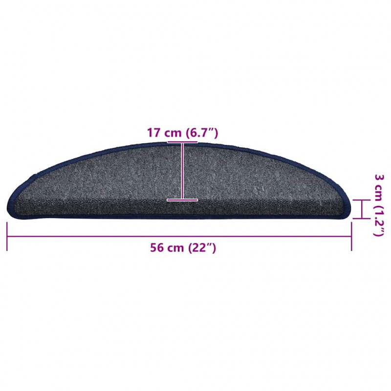 Maty na schody 30 szt. 56x17x3 cm Ciemnoszare i niebieskie półokrągłe