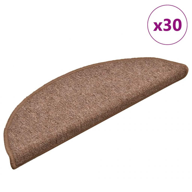 Maty na schody 30 szt. 56x17x3 cm Brązowe półokrągłe