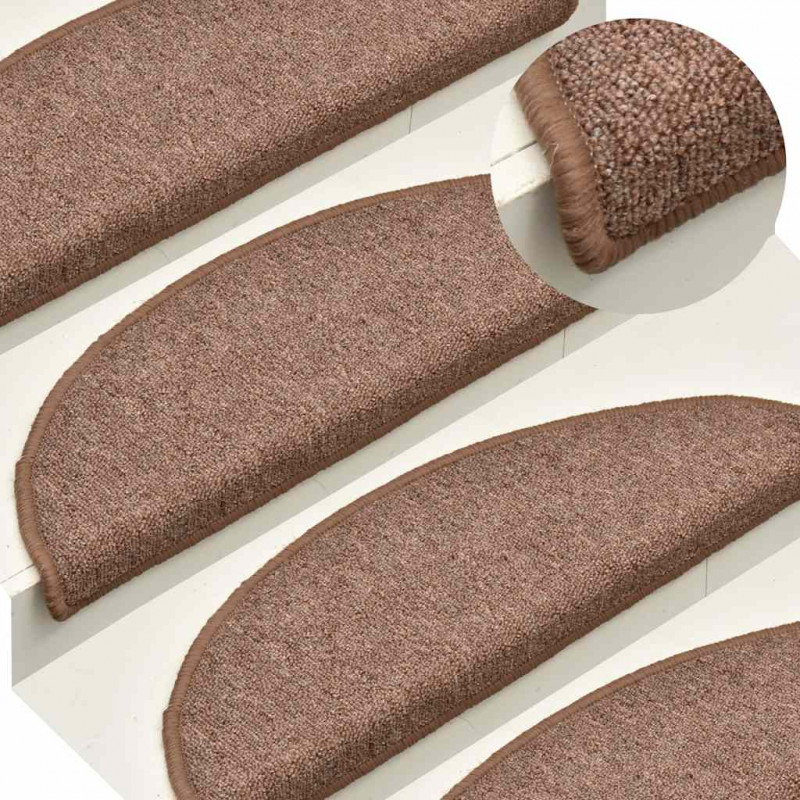 Maty na schody 30 szt. 56x17x3 cm Brązowe półokrągłe