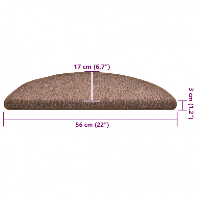 Maty na schody 30 szt. 56x17x3 cm Brązowe półokrągłe