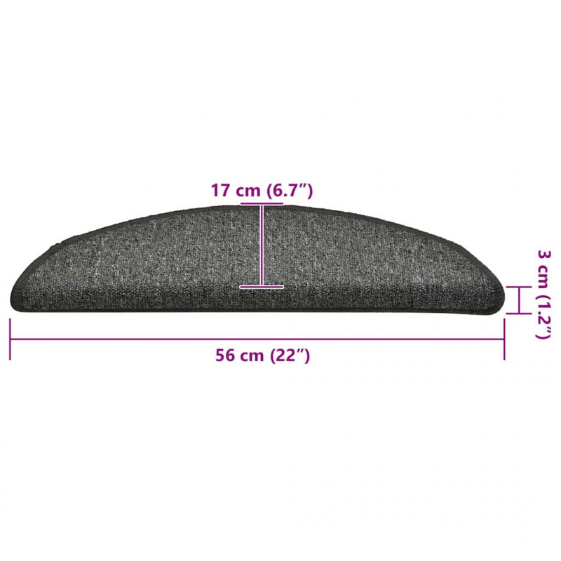 Maty na schody 30 szt. 56x17x3 cm Ciemnoszary Półokrągły