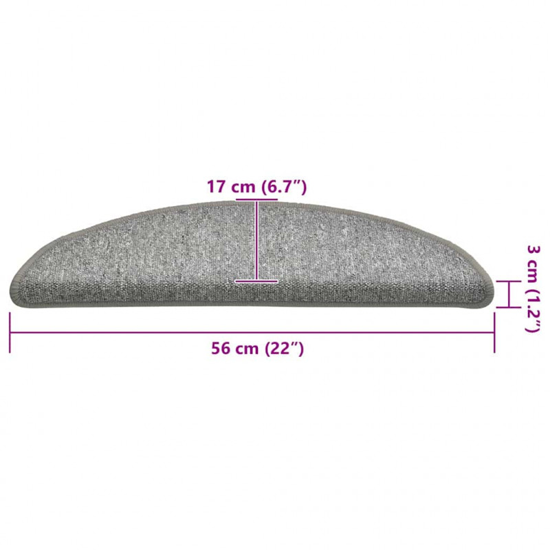 Maty na schody 30 szt. 56x17x3 cm Jasnoszare półokrągłe