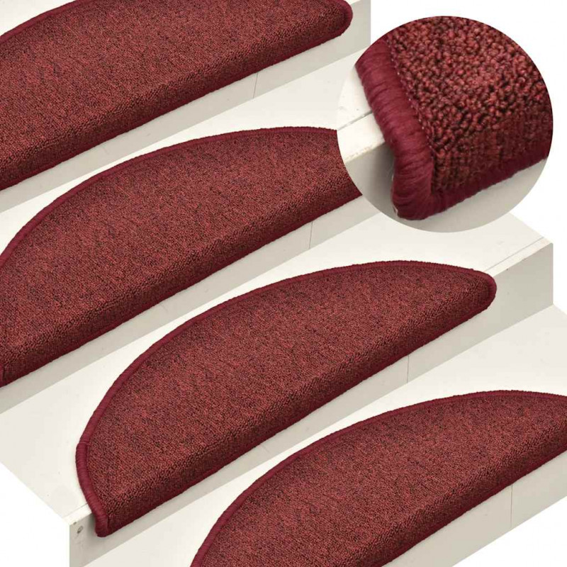 Maty na schody 30 szt. 56x17x3 cm Bordeaux Półokrągłe