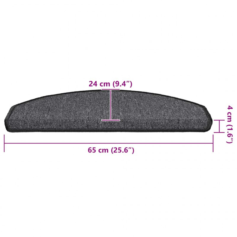 Maty na schody 30 szt. 65x24x4 cm Antracytowe półokrągłe duże
