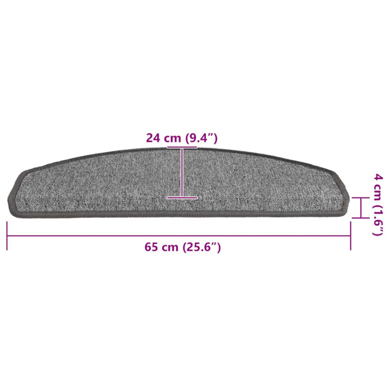 Maty na schody 30 szt. 65x24x4 cm Ciemnoszary Półokrągły Duży