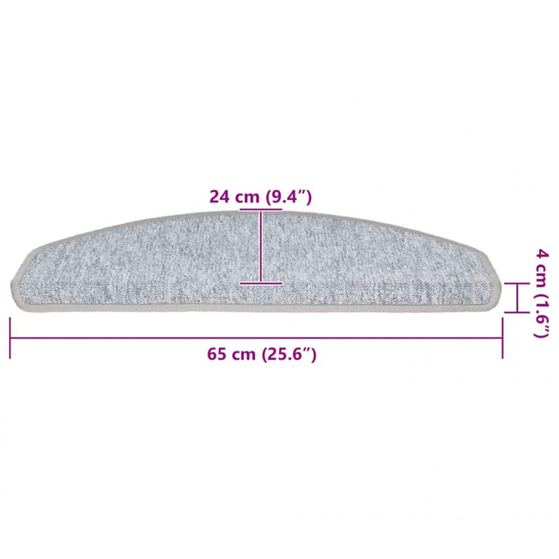 Maty na schody 30 szt. 65x24x4 cm Jasnoszare Półokrągłe Duże