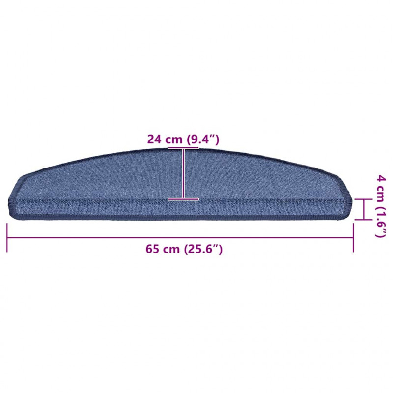 Maty na schody 30 szt. 65x24x4 cm niebieskie półokrągłe duże