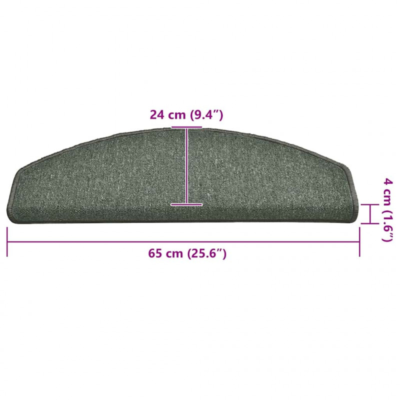 Maty na schody 30 szt. 65x24x4 cm Ciemnozielone Półokrągłe Duże