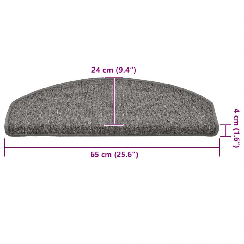 Maty na schody 30 szt. 65x24x4 cm Ciemnoszary Półokrągły Duży