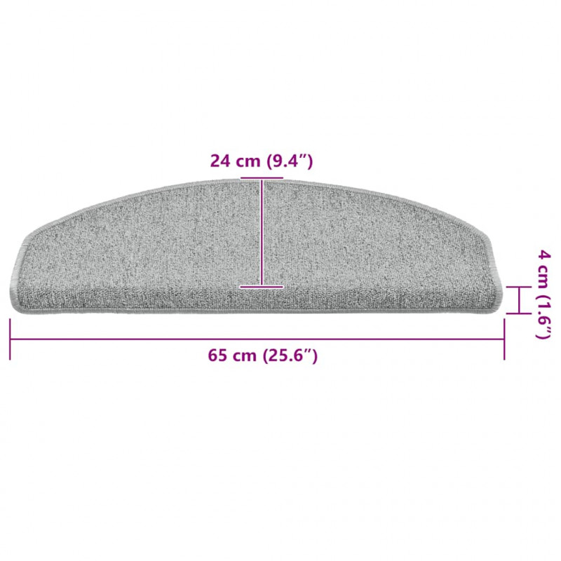 Maty na schody 30 szt. 65x24x4 cm Jasnoszare Półokrągłe Duże