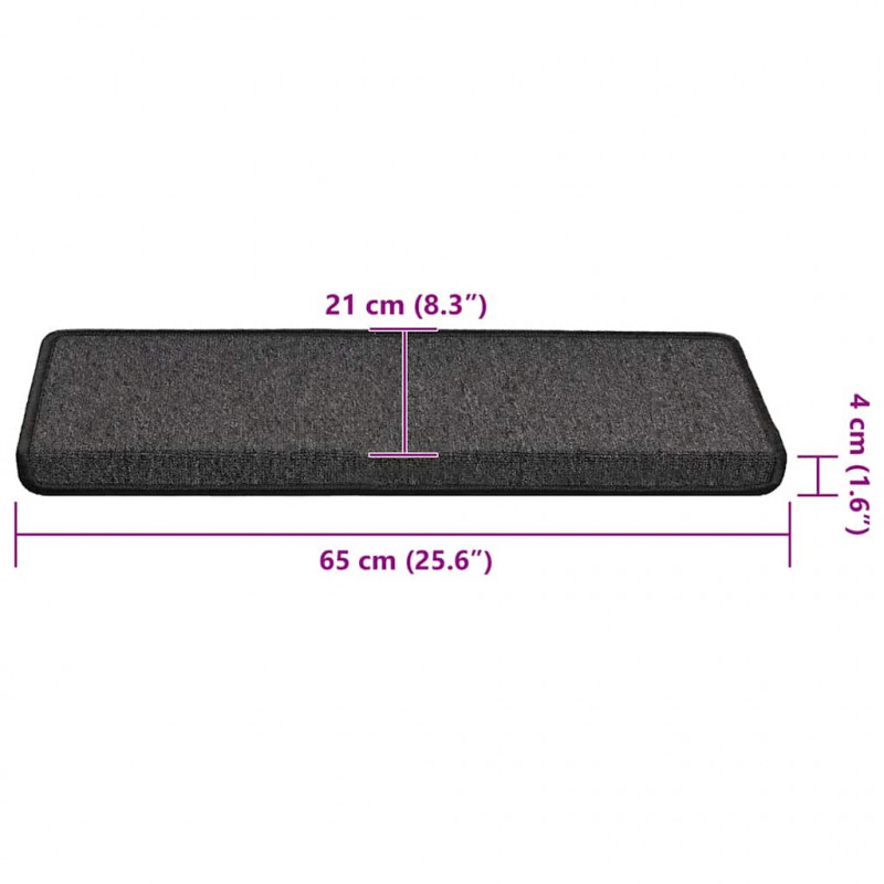 Maty na schody 30 szt. 65x21x4 cm Antracytowe, prostokątne krawędzie