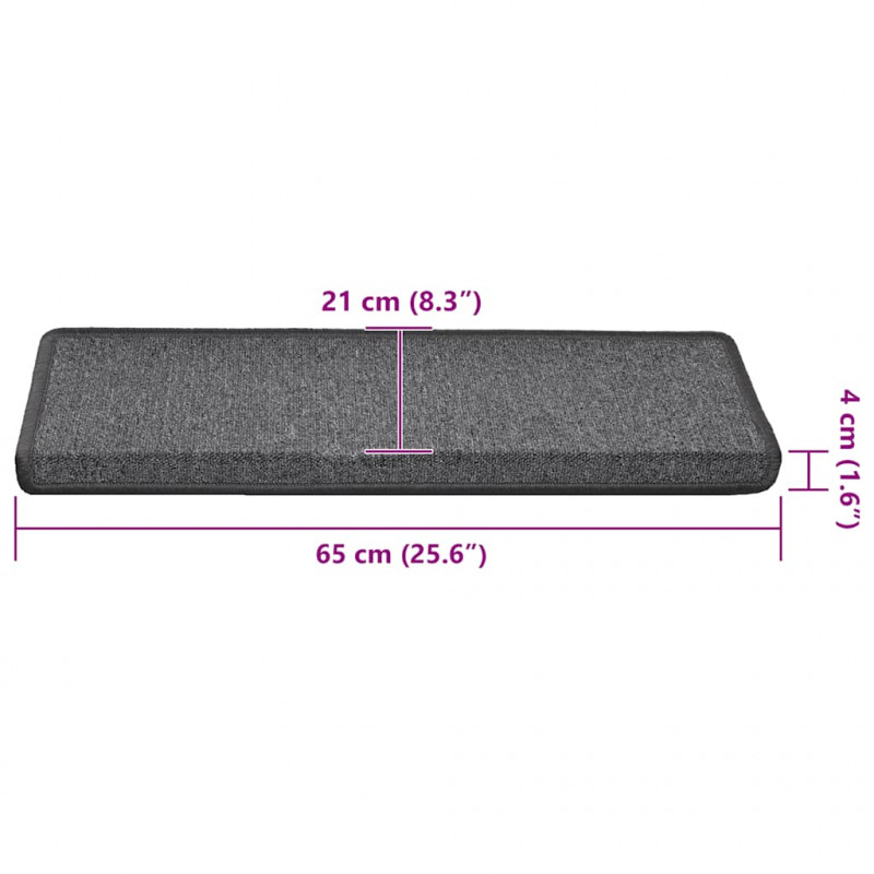 Maty na schody 30 szt. 65x21x4 cm Ciemnoszary prostokątny brzeg