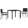 Zestaw do jadalni w ogrodzie 3 pcs Czarny polirattan