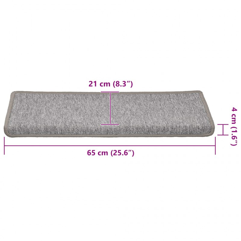 Maty na schody 30 szt. 65x21x4 cm Jasnoszary prostokątny brzeg
