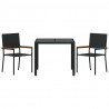 Zestaw do jadalni w ogrodzie 3 pcs Czarny polirattan