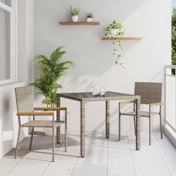 Zestaw do jadalni w ogrodzie 3 pcs Szary polirattan
