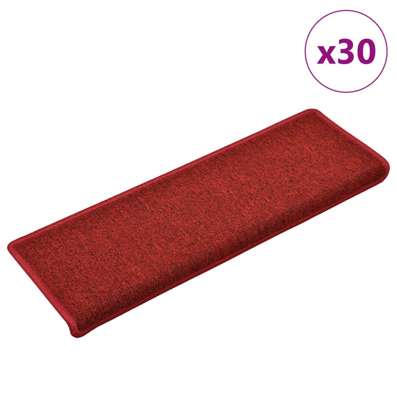 Maty na schody 30 szt. 65x21x4 cm Czerwone prostokątne krawędzie