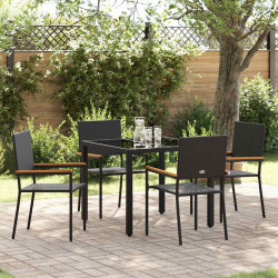 Zestaw do jadalni w ogrodzie 5 pcs Czarny polirattan