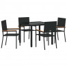 Zestaw do jadalni w ogrodzie 5 pcs Czarny polirattan