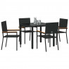 Zestaw do jadalni w ogrodzie 5 pcs Czarny polirattan