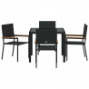Zestaw do jadalni w ogrodzie 5 pcs Czarny polirattan