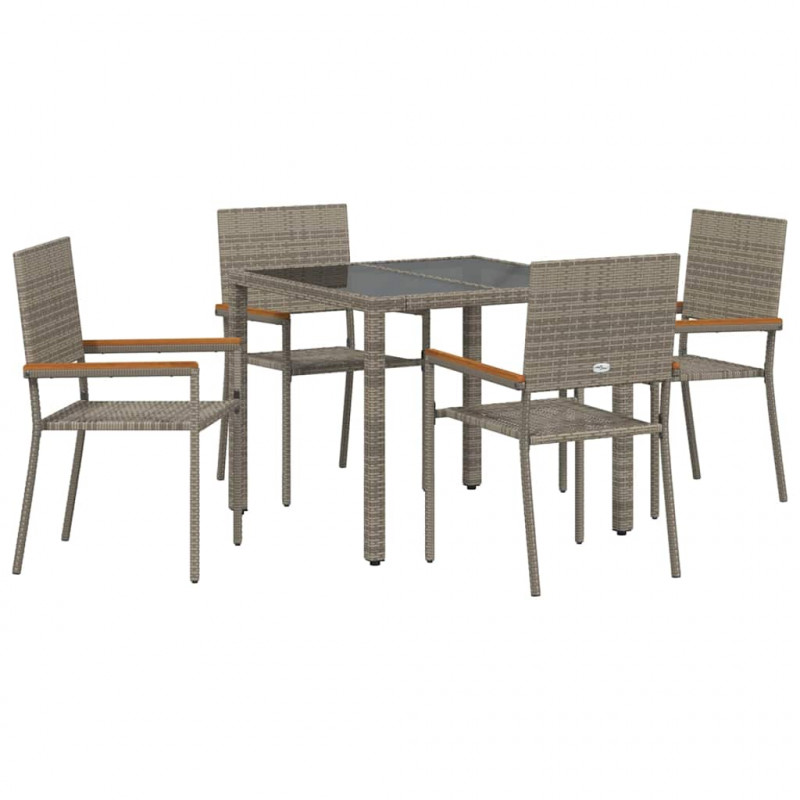 Zestaw do jadalni w ogrodzie 5 pcs Szary polirattan