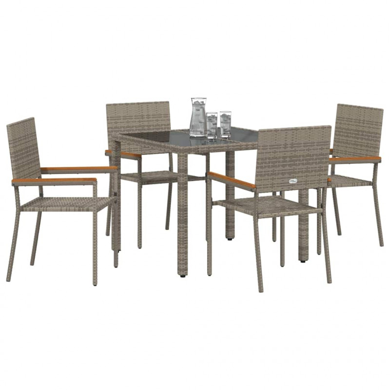 Zestaw do jadalni w ogrodzie 5 pcs Szary polirattan
