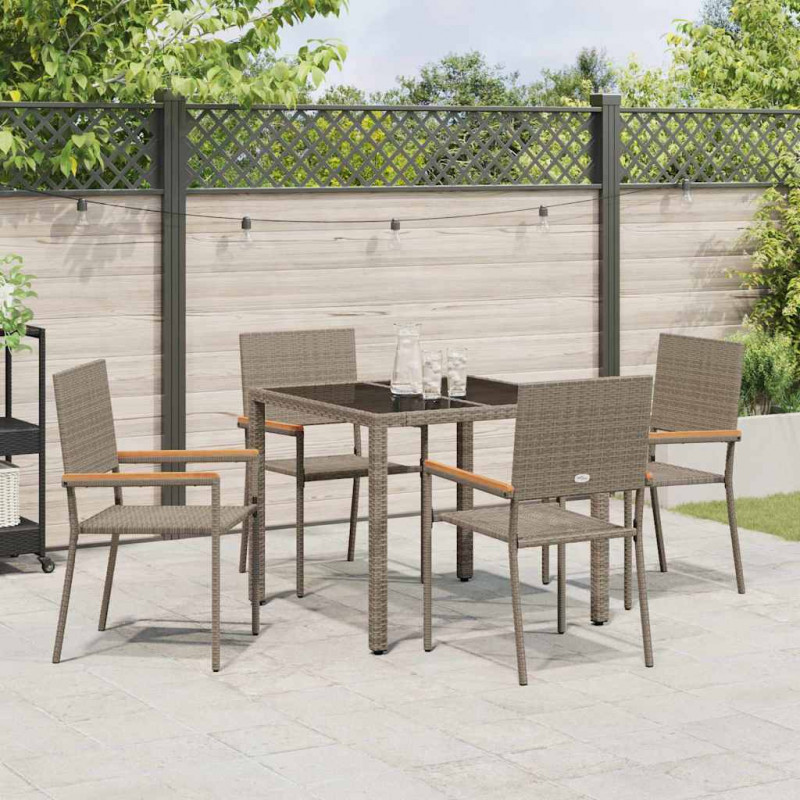 Zestaw do jadalni w ogrodzie 5 pcs Szary polirattan