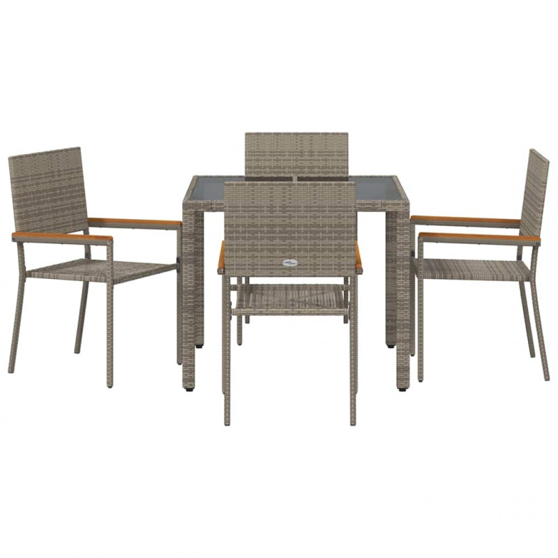 Zestaw do jadalni w ogrodzie 5 pcs Szary polirattan