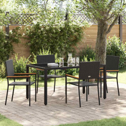 Zestaw do jadalni w ogrodzie 5 pcs Czarny polirattan