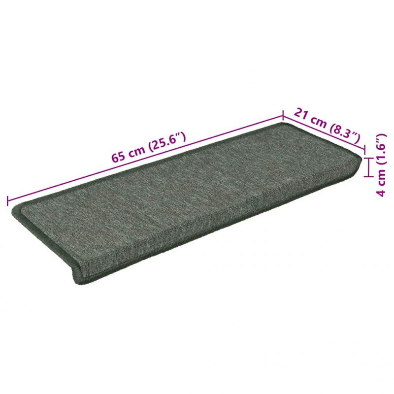 Maty na schody 30 szt. 65x21x4 cm Ciemnozielone, prostokątne krawędzie