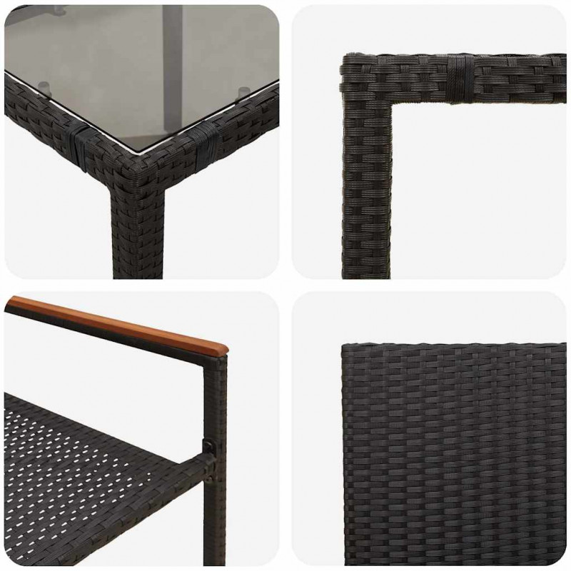 Zestaw do jadalni w ogrodzie 5 pcs Czarny polirattan